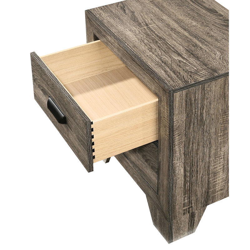 2 Bedroom Nightstand In Rustic Gray, With Metal Hardware Functionality Transitional Nightstand, Gray Feel And Enhancements