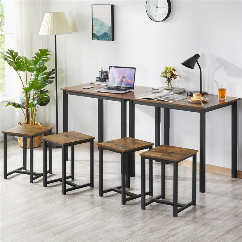 2 - Person Four Leg Dining Set, Rustic Brown, Rustic Brown