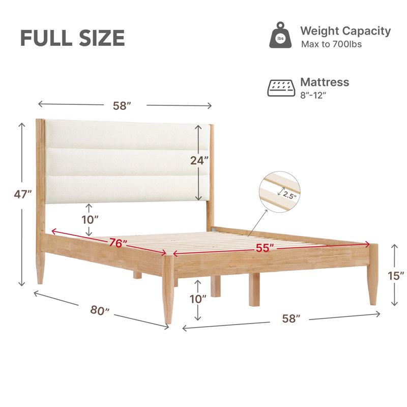 Natural 3 Piece Bedroom Set, Full , Cream