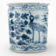 Pot de fleurs rond en porcelaine bleu antique à motif pivoine