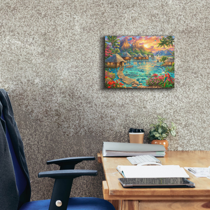 «Tropical Oasis» par Chuck Pinson, art mural sur toile, H 12 po x l 16 po x P 0,75 po