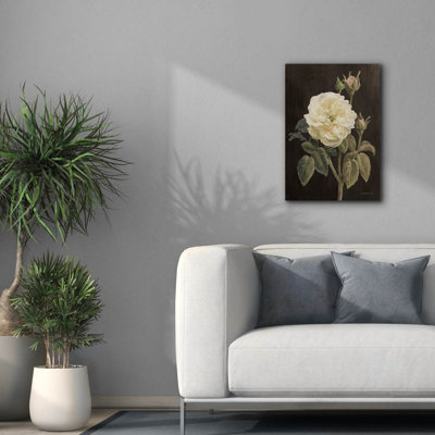 «Heirloom White Rose On Black» par Danhui Nai, art mural sur toile