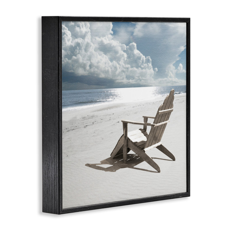 Rolling Clouds Beach Framed Giclee Art by Noah Bay, Midnight Black Framed Giclee, 17" H x 17" W