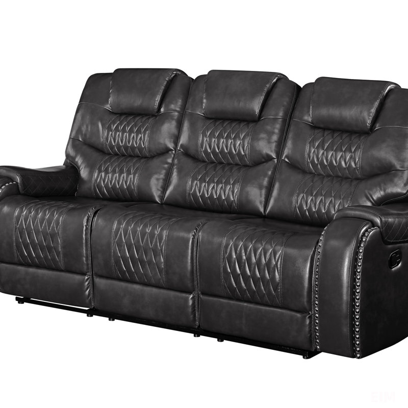 Canapé inclinable en cuir synthétique Braylon Magnetite