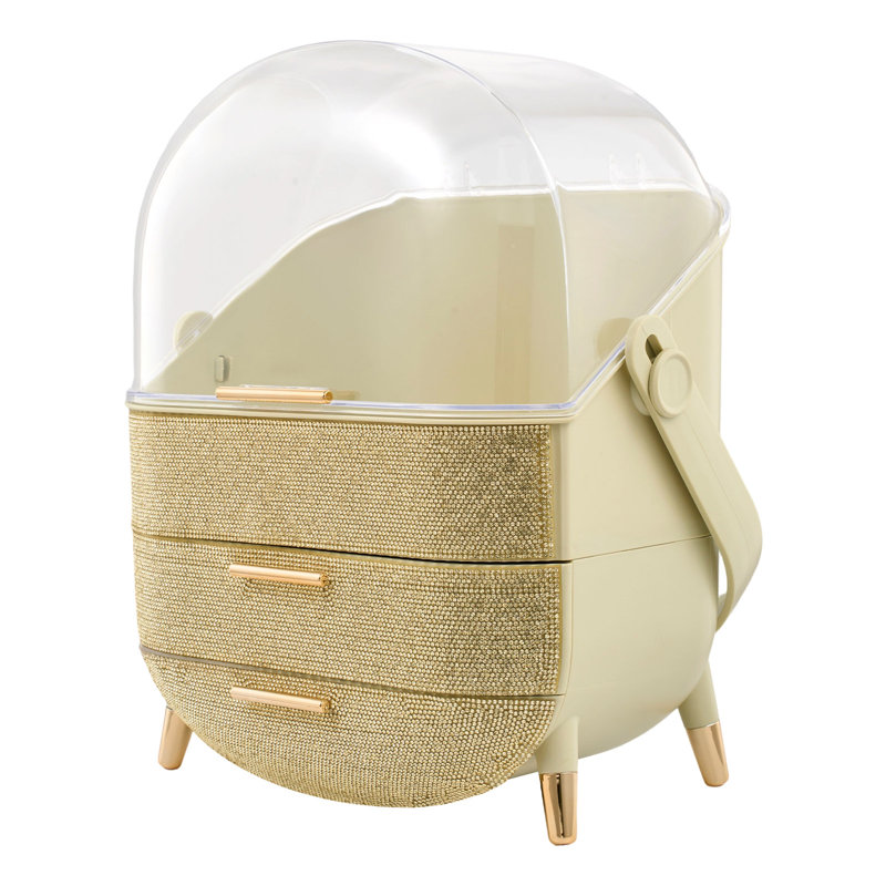 HIPS；Rhinestone Makeup Organiser, Beige
