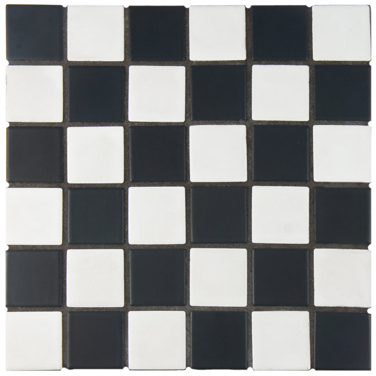 Squire Quad Matte Checkerboard 12-1/2" x 12-1/2" Porcelain Mosaic Tile
