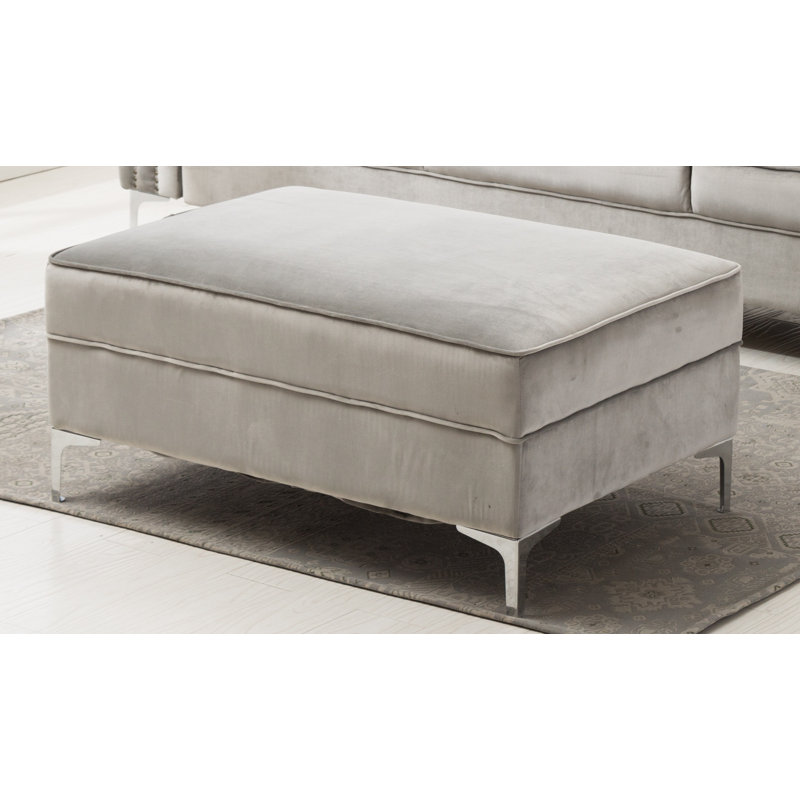 Bradberry Velvet Ottoman, Gray Velvet