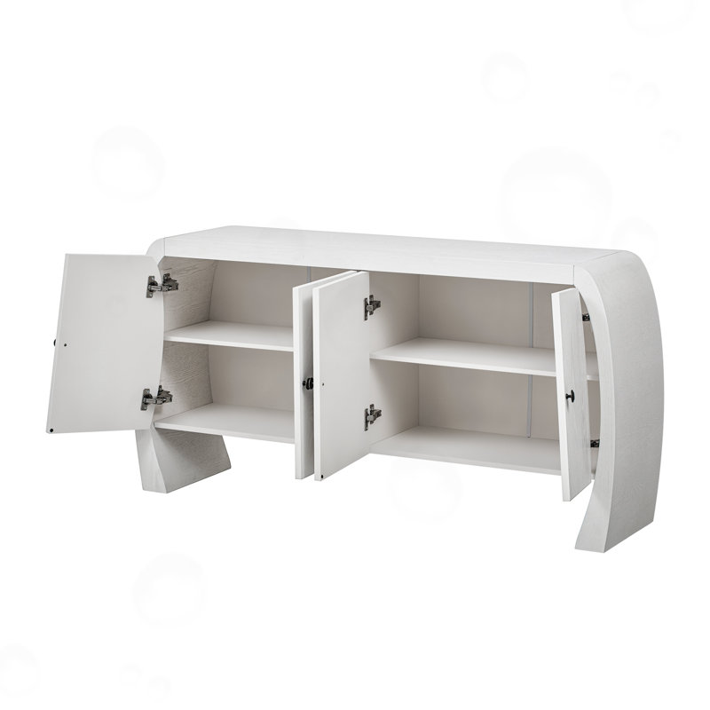Four-Door Crowley with Curved Leg Design, White