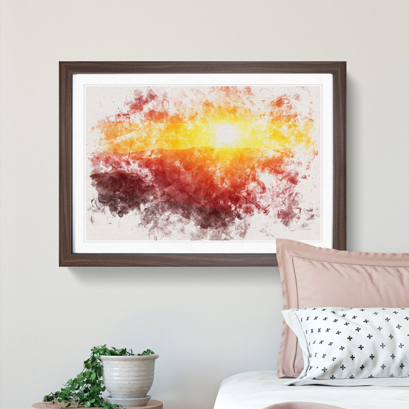 Sunset over the Hills - Picture Frame Graphic Art Print, Walnut Framed, 24cm H x 33cm W x 2cm D