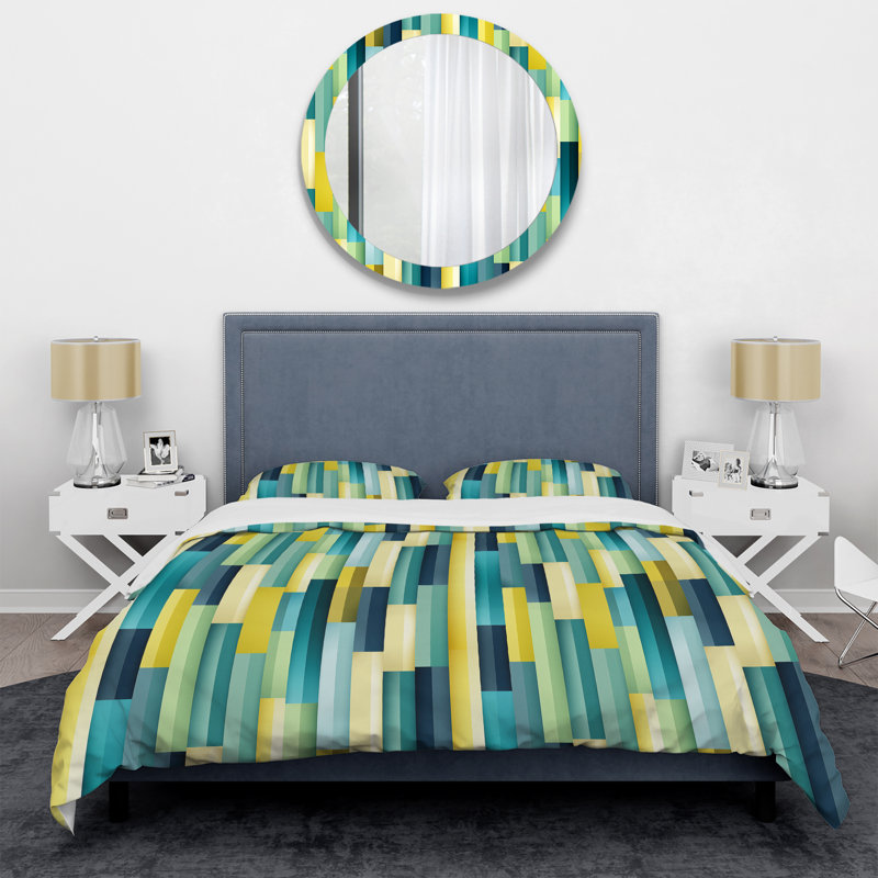 Ensemble de housse de couette en microfibre vert / jaune à rayures vertes et jaunes Harmony II