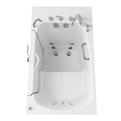 Wheelchair Transfer 36"x55" Acrylic Hydro Massage Walk-In Bathtub, Fast Fill Faucet, 2" Dual Drain