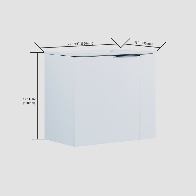 Meuble-lavabo simple 22,05 po avec comptoir en céramique Mossey, Blanc