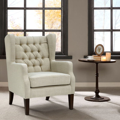 Upholstered Button Tufted Wingback Chair by Kelly Clarkson Home