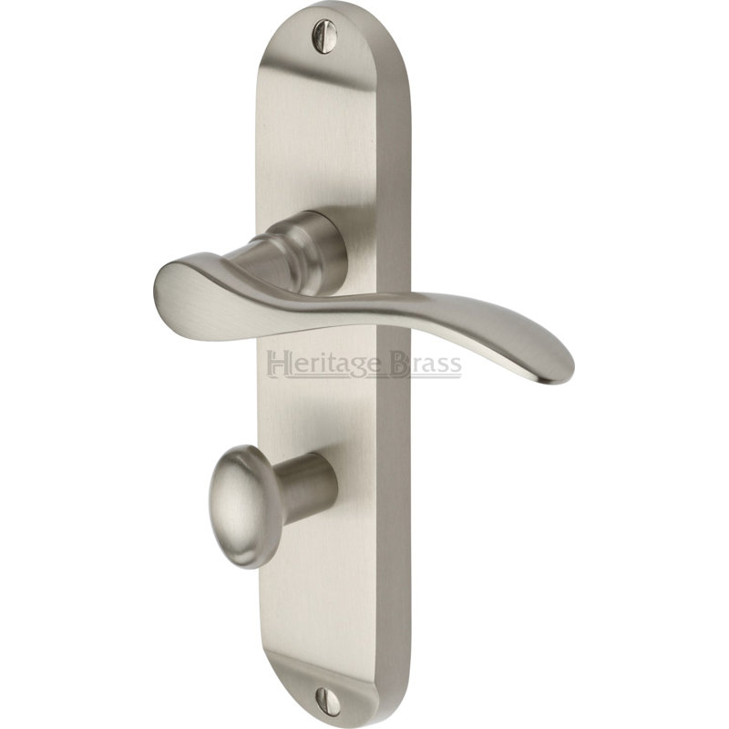 Heritage Brass Heritage Door Handle for Bathroom Maya Design, Satin Nickel