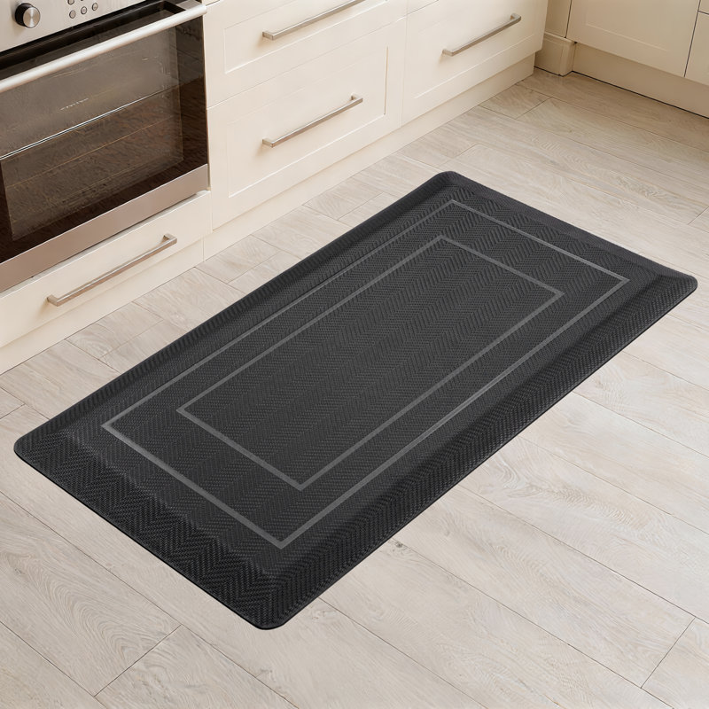 Tapis de cuisine en mousse à haute densité, imperméable et antidérapant 9/10 po, Noir, L 48 po x l 20 po