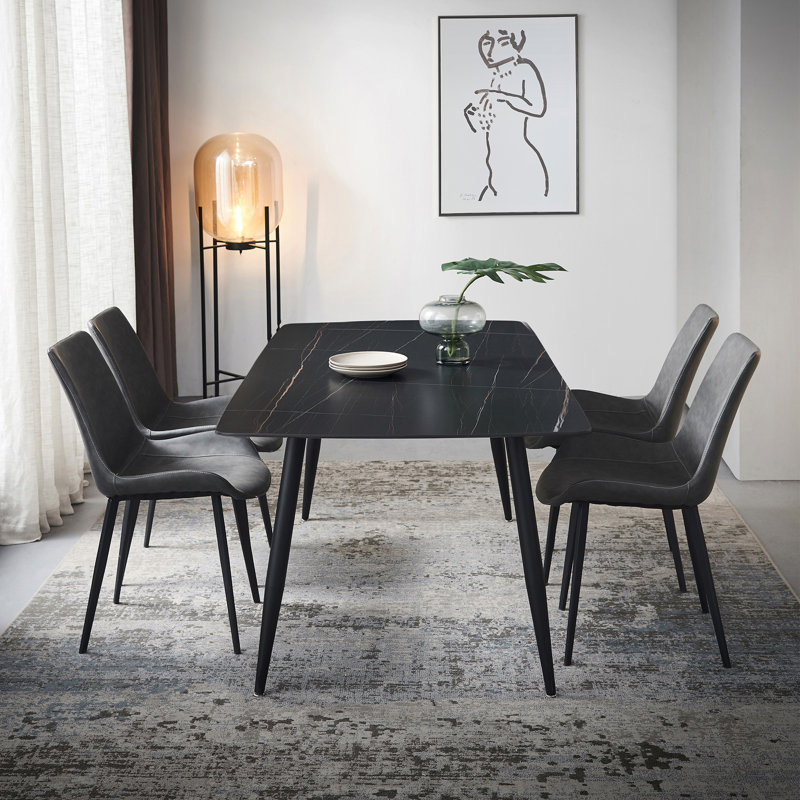 Ensemble repas pour 6 personnes, Noir, H 29,5 po x L 70,8 po x l 35,4 po, 7