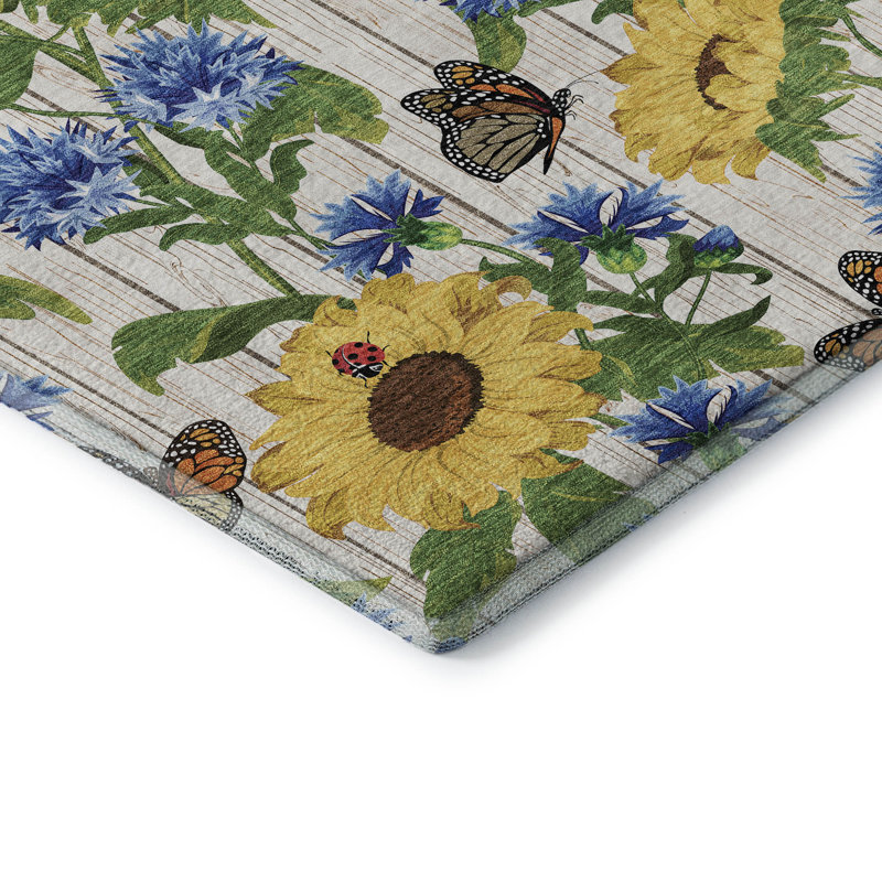 Premium Machine Washable Cerrito AMF171 Yellow Rug, Rectangle 8' x 10'
