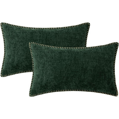 Housses de coussin lombaires en chenille de Noël vert foncé, taies décoratives douces et douillettes