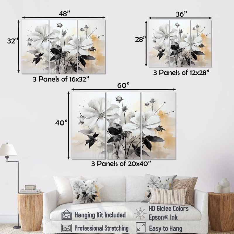 Ensemble de salon gris Hibiscus I - Hibiscus, H 28 po x l 36 po x P 1 po
