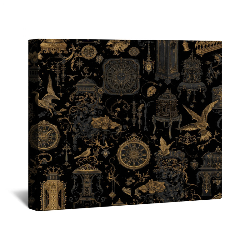 Toile tendue à motif d'horloges ornées, 12 x 12 pouces