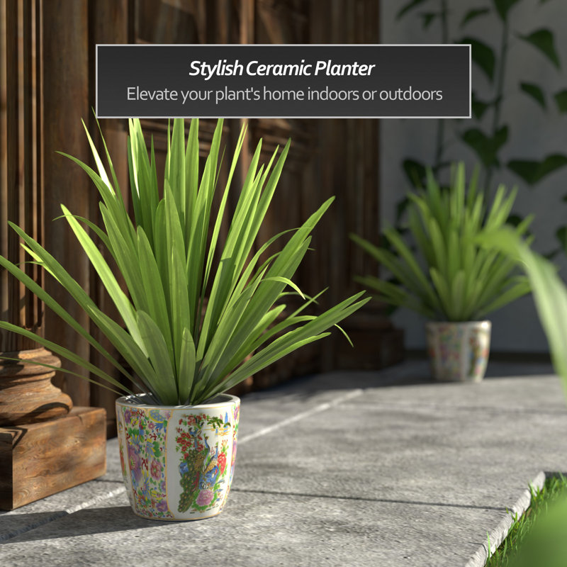 Satsuma Ceramic Planter, 6" H x 6.50" W x 6.50" D