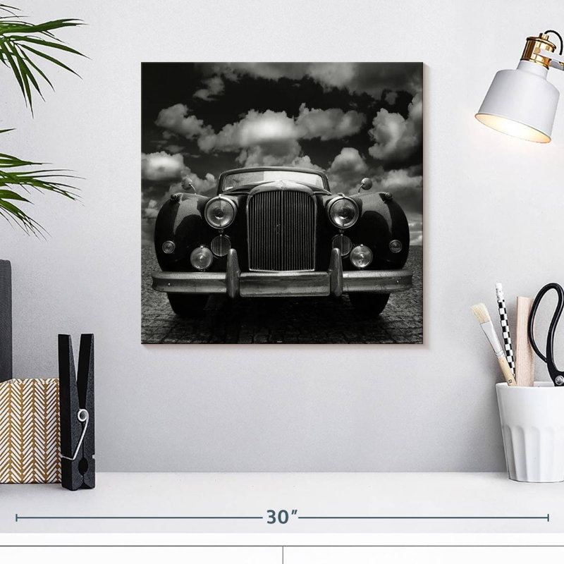 Voiture rétro noire, H 16 po x l 16 po