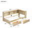 Lit de jour simple avec deux tiroirs de rangement, armoires de rangement et ports USB-654680377