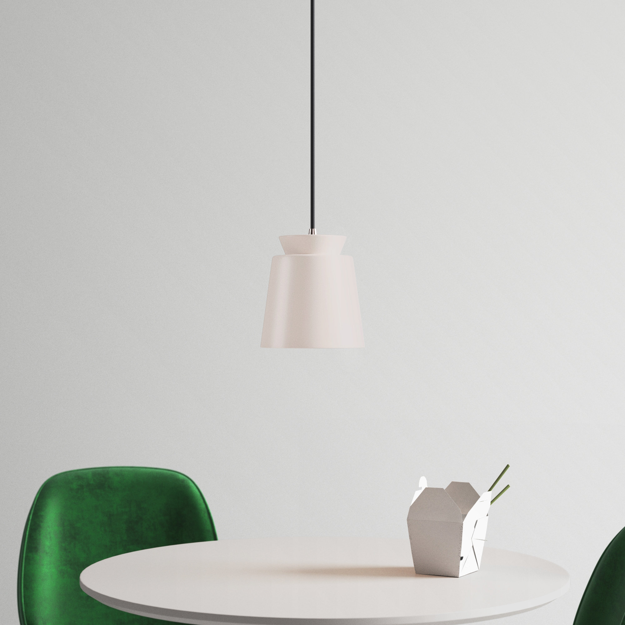 Logan 1 - Light Single Cone Pendant, Matte White, Brushed Nickel, LED (Integrated)