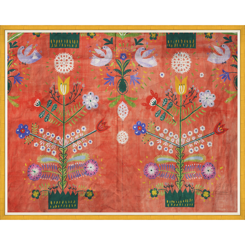 Fete 1 Print by Paule Marrot, 43" H x 54" W, Framed Print, Gold