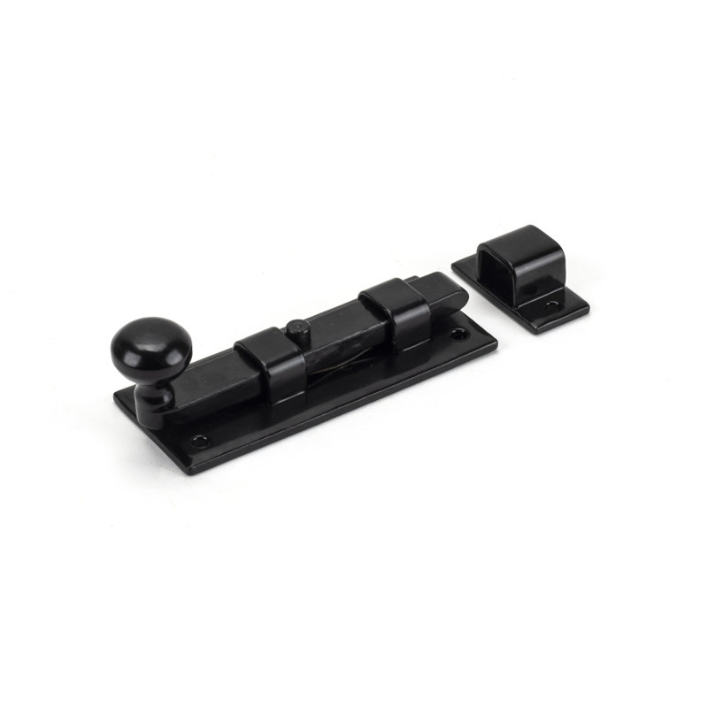 Straight Knob Bolt, Black, 3.6cm H x 9.1cm W x 2.8cm D