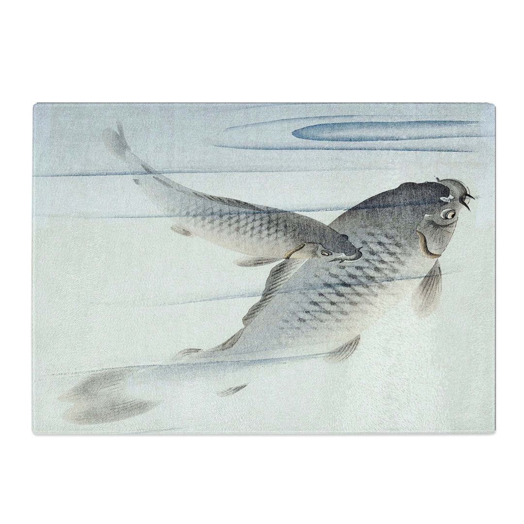 Tempered Glass Pair of Carps by Ohara Koson Chopping Board