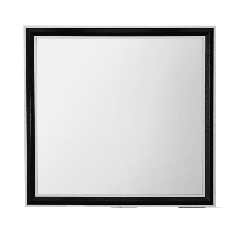 Élégant miroir au fini gris argenté noir, grand paquet de 44 po Longue structure en bois massif