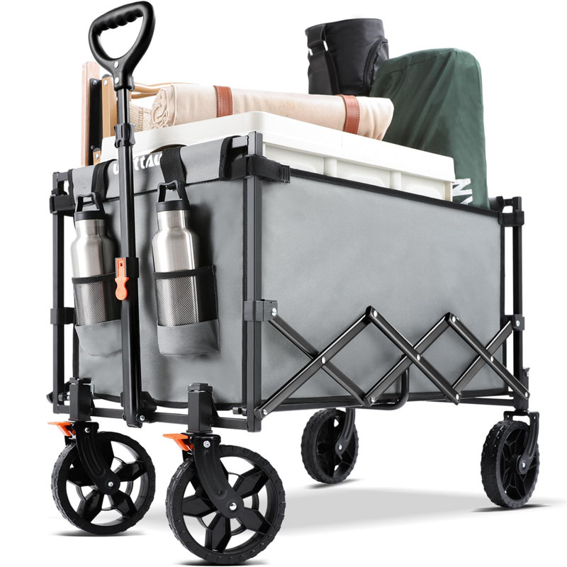 Compact Folding Wagon Garden Carts, Gray
