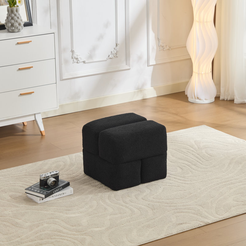 Repose-pieds en sherpa de 18,5 po Robertas, Noir