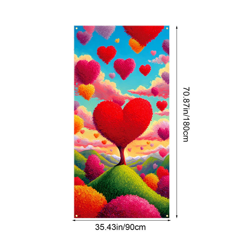 Kbndieu 35 X 72 In Valentines Day Door Cover Valentines Day Door Curtain Valentines Day Door and Wall Decoration Festival Party Decoration