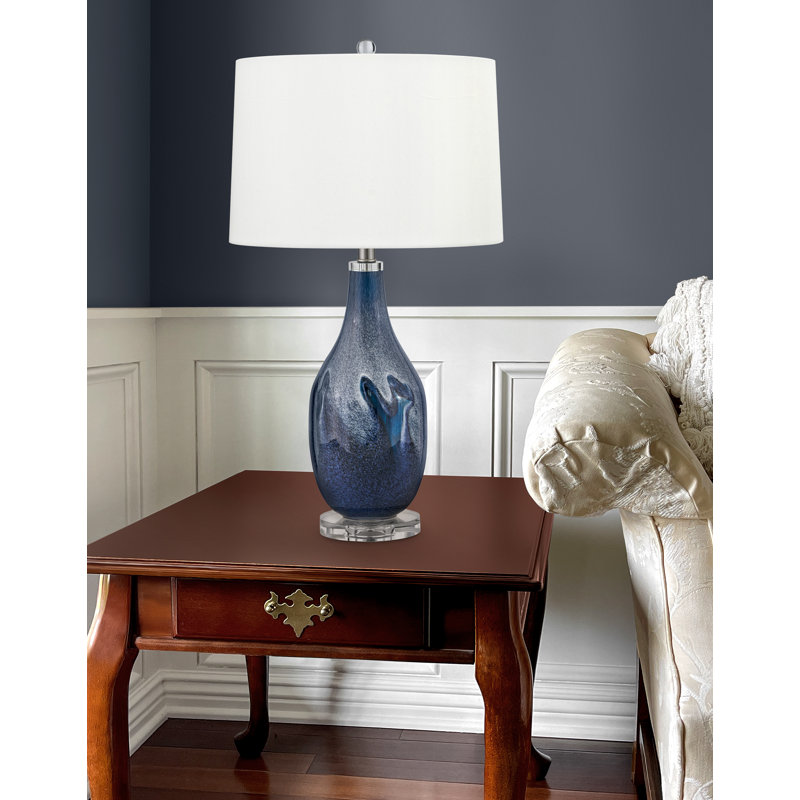 Sesto 29" Dark Blue & White Table Lamp with USB Port