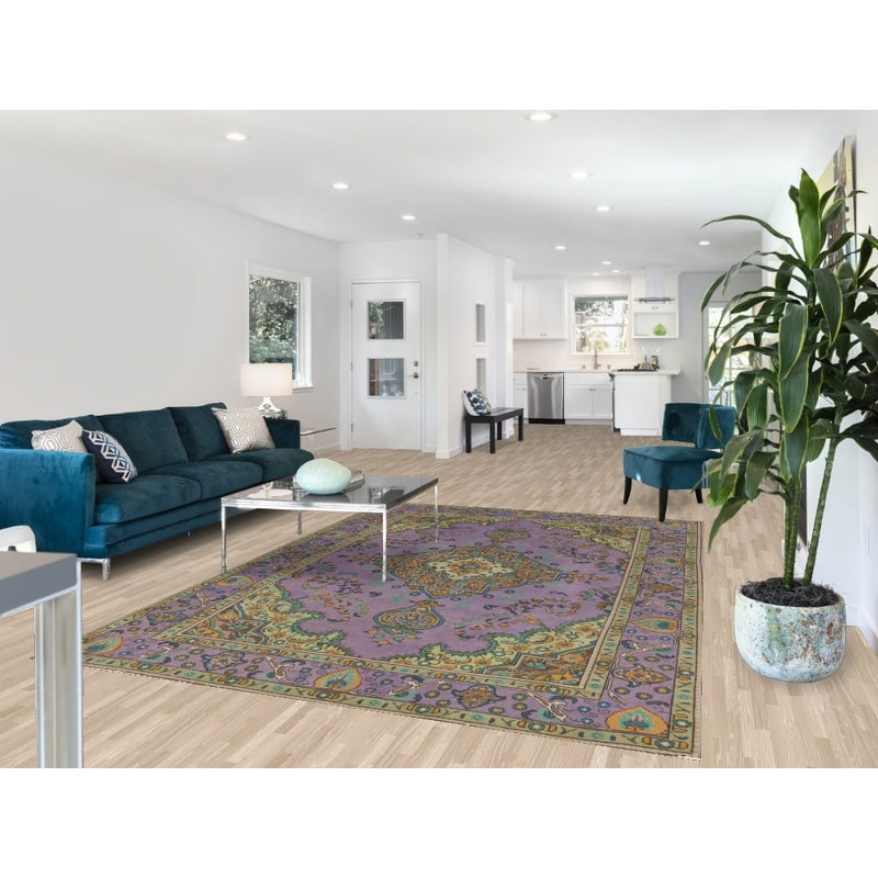 Tapis traditionnel mauve en laine 7 x 10