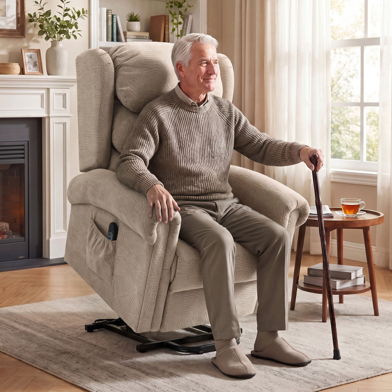 92 cm Wide Velvet Lift Assist Recliner