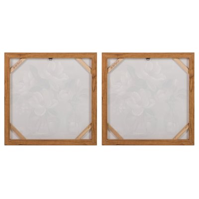 Flowers 80% Hand Painted Set 2 Canvas 60X4X60 Cm - 2 Piece Wrapped Canvas Print Set