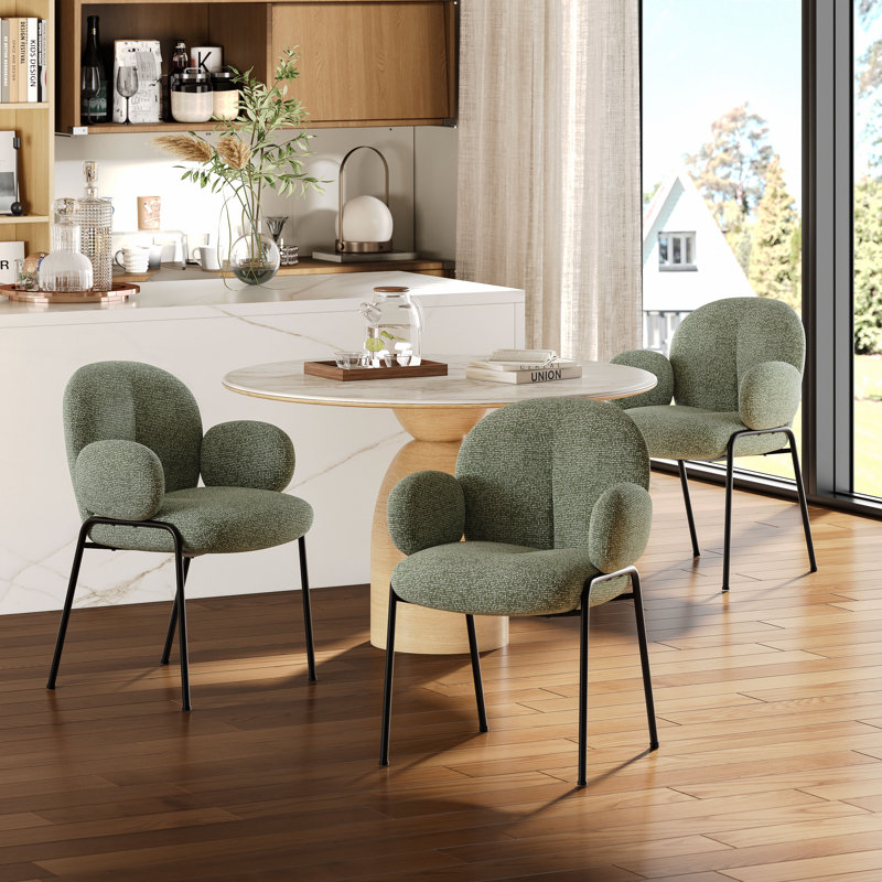 Anston 46cm H Linen Upholstered Metal Armchair, Green Linen, 4