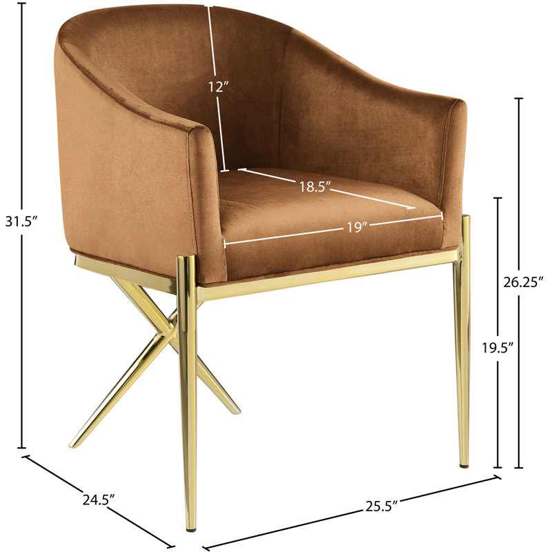 Chaise rembourrée Xavier, Or, Velours selle