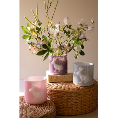  Set of Three Colored Glass Bunny Vases