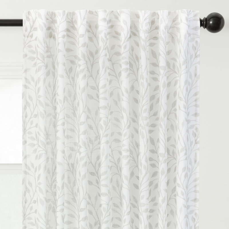 Hamrnand 2-Panel Print Soft Textured Light Filtering Curtain - 3-In-1 Back Tab, Rod Pocket, Ring Tab, 52" W x 63" L, Sage