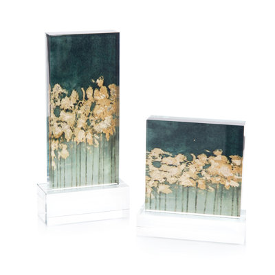 2 Piece Gold over Teal Sculpture Set