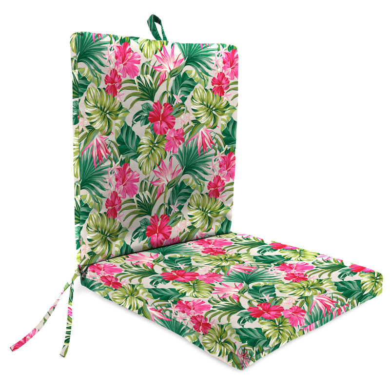 21" x 44" Outdoor Chair Cushion with Ties and Loop, Hibiscus Cider