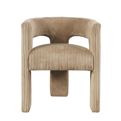 Darlington Modern Three-Leg Upholstered Accent Dining Armchair with Corduroy Fabric - Sand