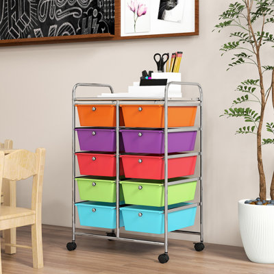 Milin 10 Drawer Storage Drawer with Locking Wheels