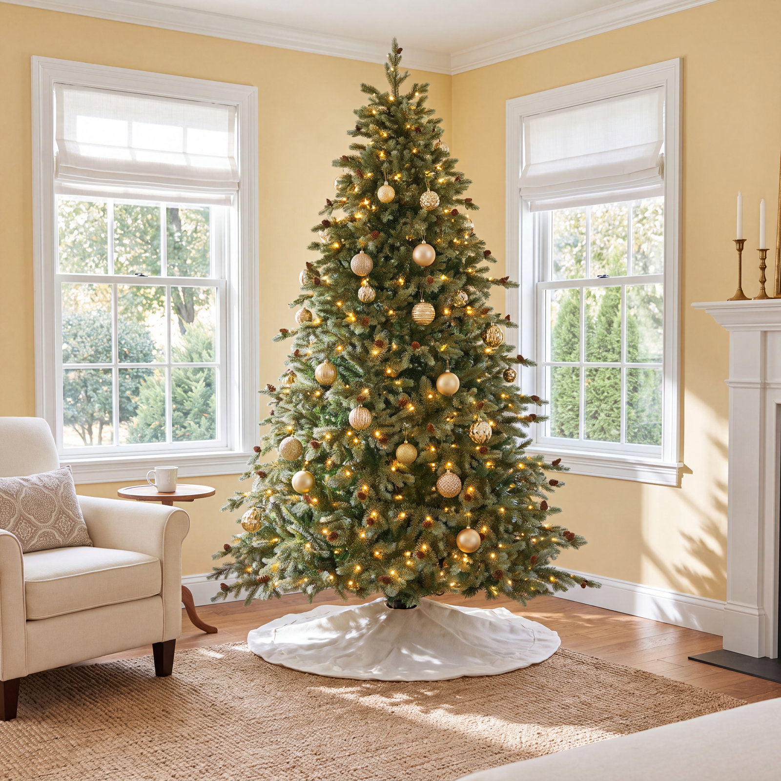 White 7' Pre-Lit Pine Christmas Tree