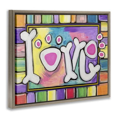 Love with Vivid Pattern  Framed Floater Canvas Wall Art, design by Nettie Price