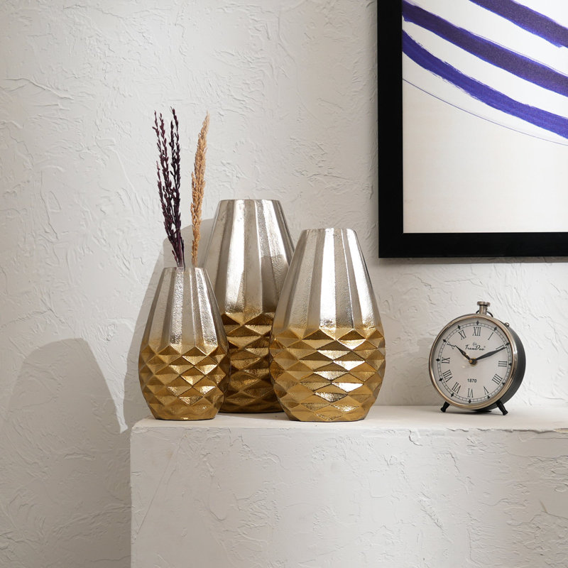Vases | Vases décoratifs en forme de ruche dorée décoratifs en or et en nickel | Ensemble de 3 